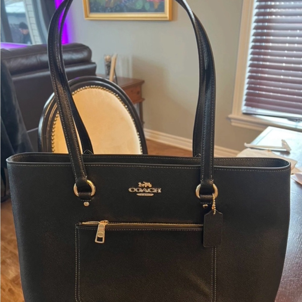 NWT Coach Black Saffiano Leather Station Tote